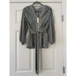 NWT Max Studio Floral Tie Blouse medium